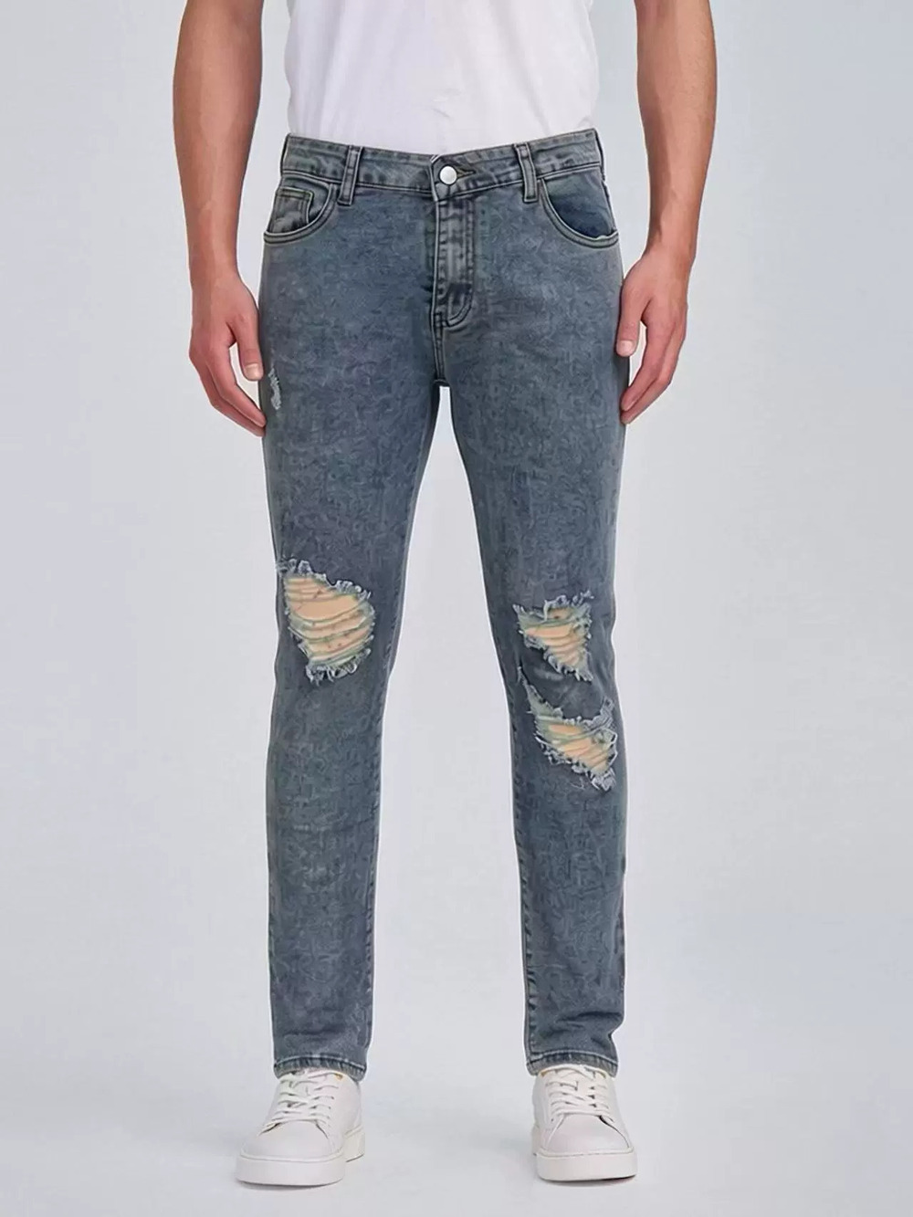 ZARA Mens Casual Straight Stretch Distressed Jeans Factory Direct